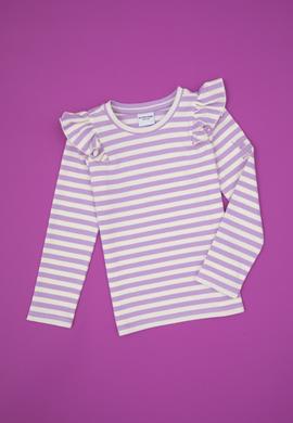 Kız Çocuk Lila Çizgili Bisiklet Yaka Sweatshirt - 50317983010