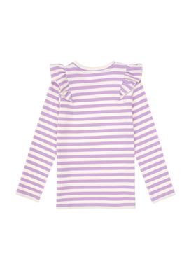 Kız Çocuk Lila Çizgili Bisiklet Yaka Sweatshirt - 50317983010