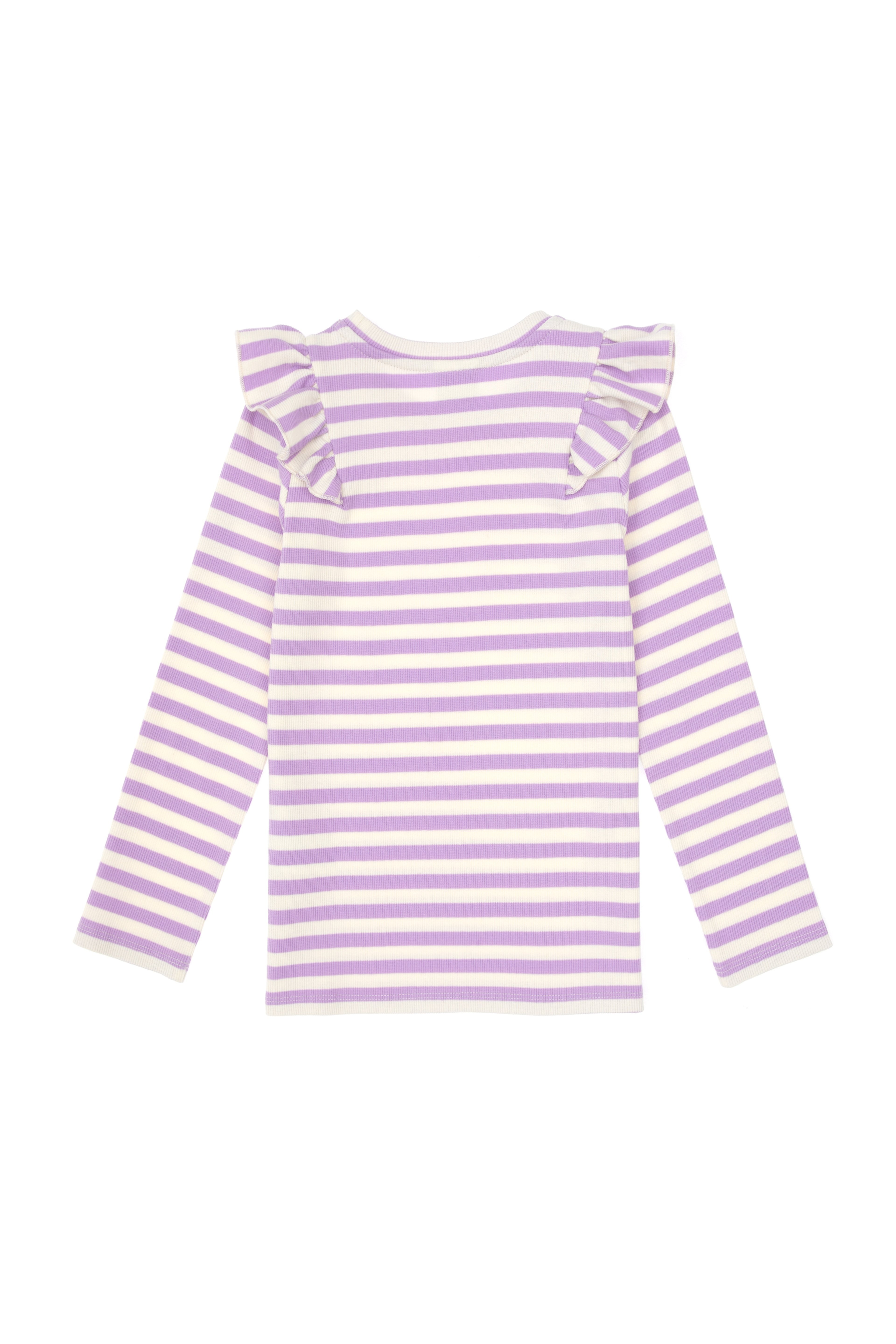 Kız Çocuk Lila Çizgili Bisiklet Yaka Sweatshirt - Image 5