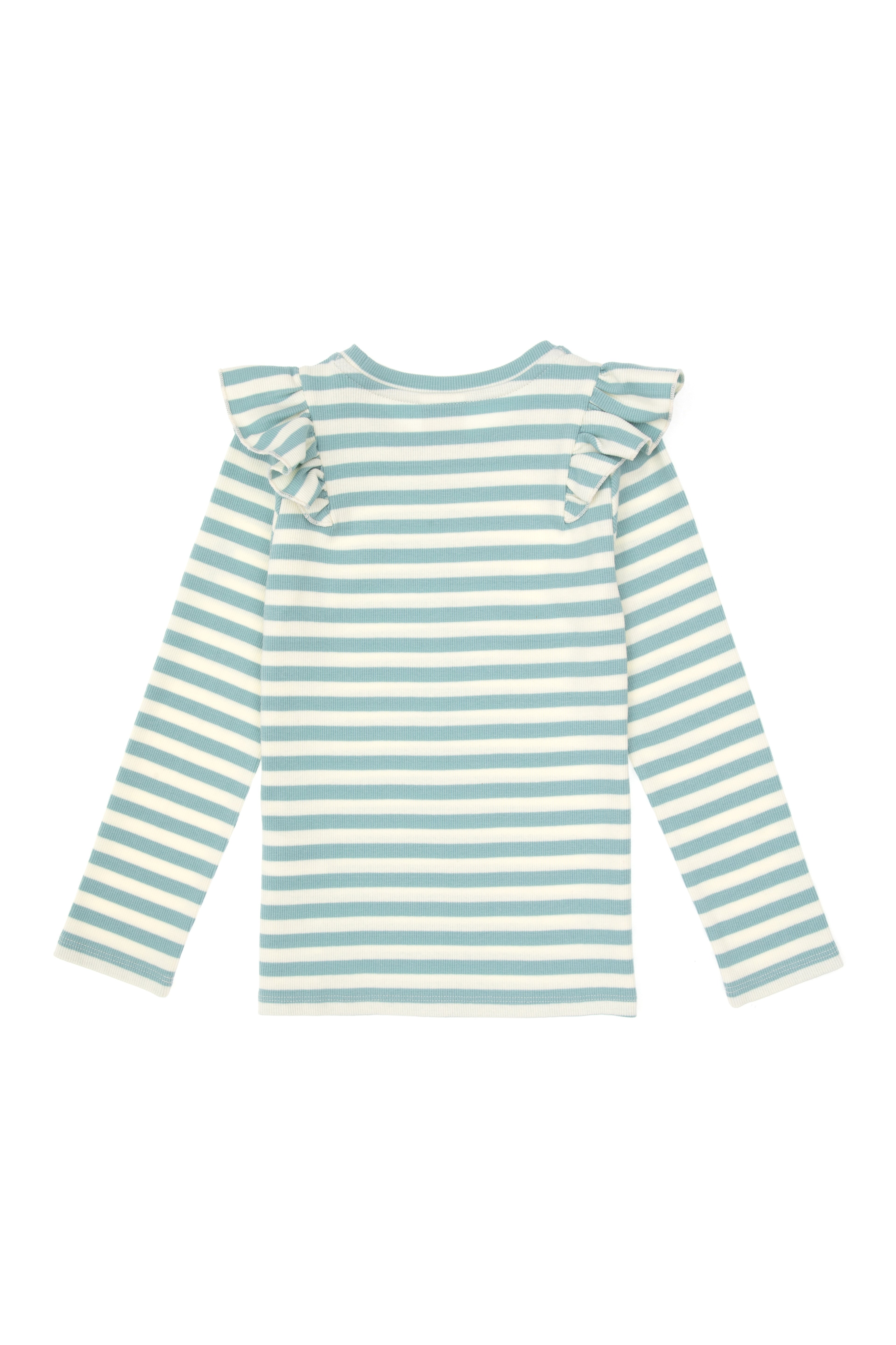 Kız Çocuk Mint Çizgili Bisiklet Yaka Sweatshirt
