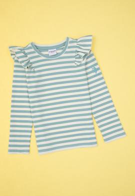 Kız Çocuk Mint Çizgili Bisiklet Yaka Sweatshirt - 50317983030