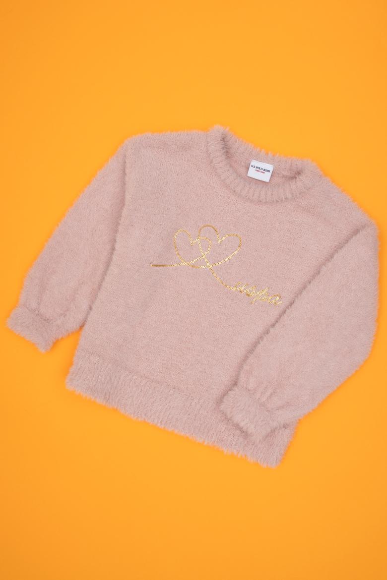 Kız Çocuk Bisiklet Yaka Pudra Kazak - 50315771001