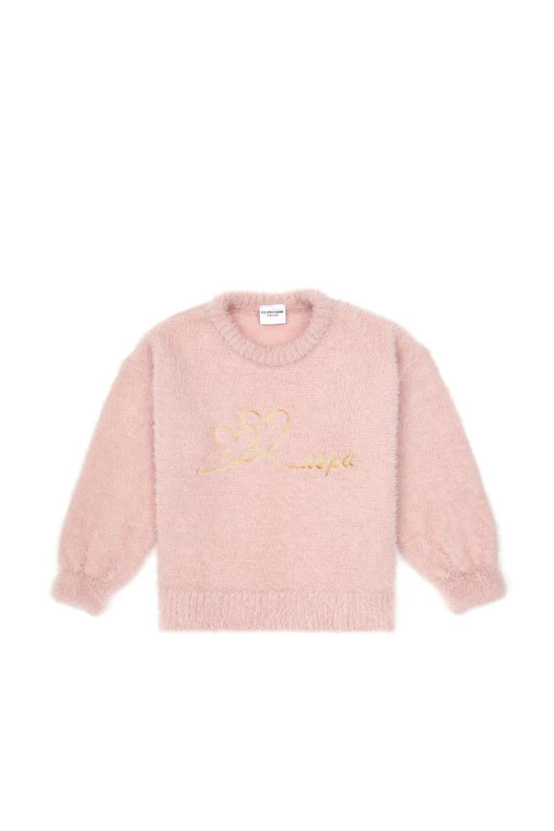 Kız Çocuk Bisiklet Yaka Pudra Kazak - 50315771001