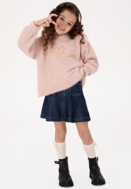 Kız Çocuk Bisiklet Yaka Pudra Kazak - 50315771001