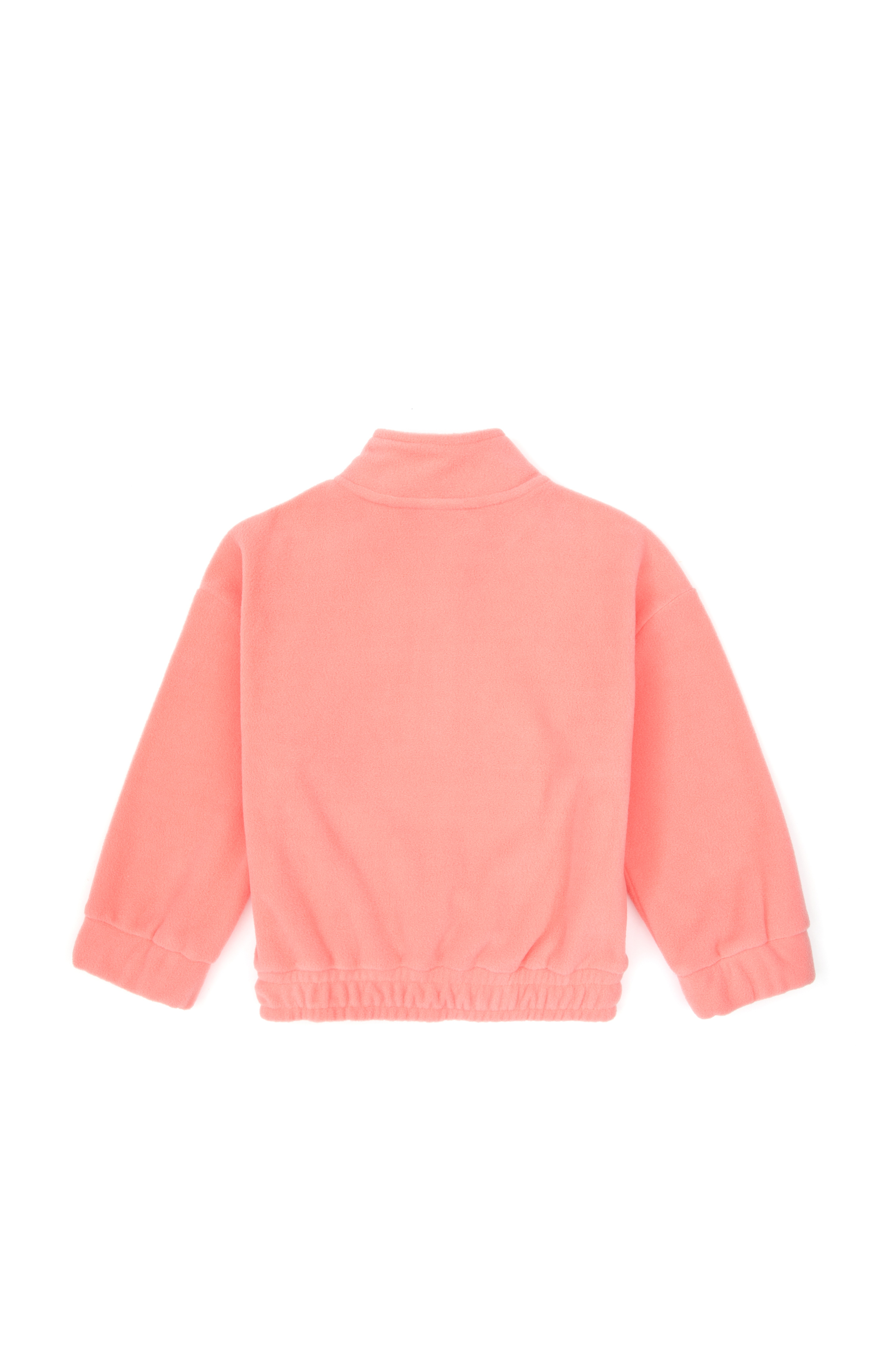 Kız Çocuk Neon Pembe Polarlı Yarım Fermuarlı Sweatshirt