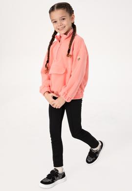 Kız Çocuk Neon Pembe Polarlı Yarım Fermuarlı Sweatshirt - 50317992012