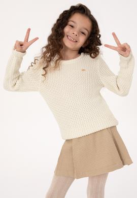 Kız Çocuk Bisiklet Yaka Krem Kazak - 50316269021