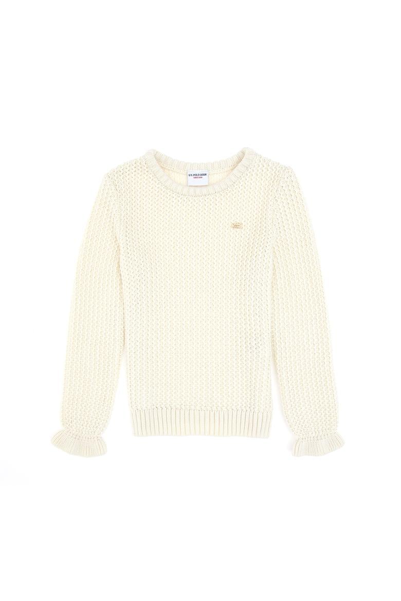 Kız Çocuk Bisiklet Yaka Krem Kazak - 50316269021