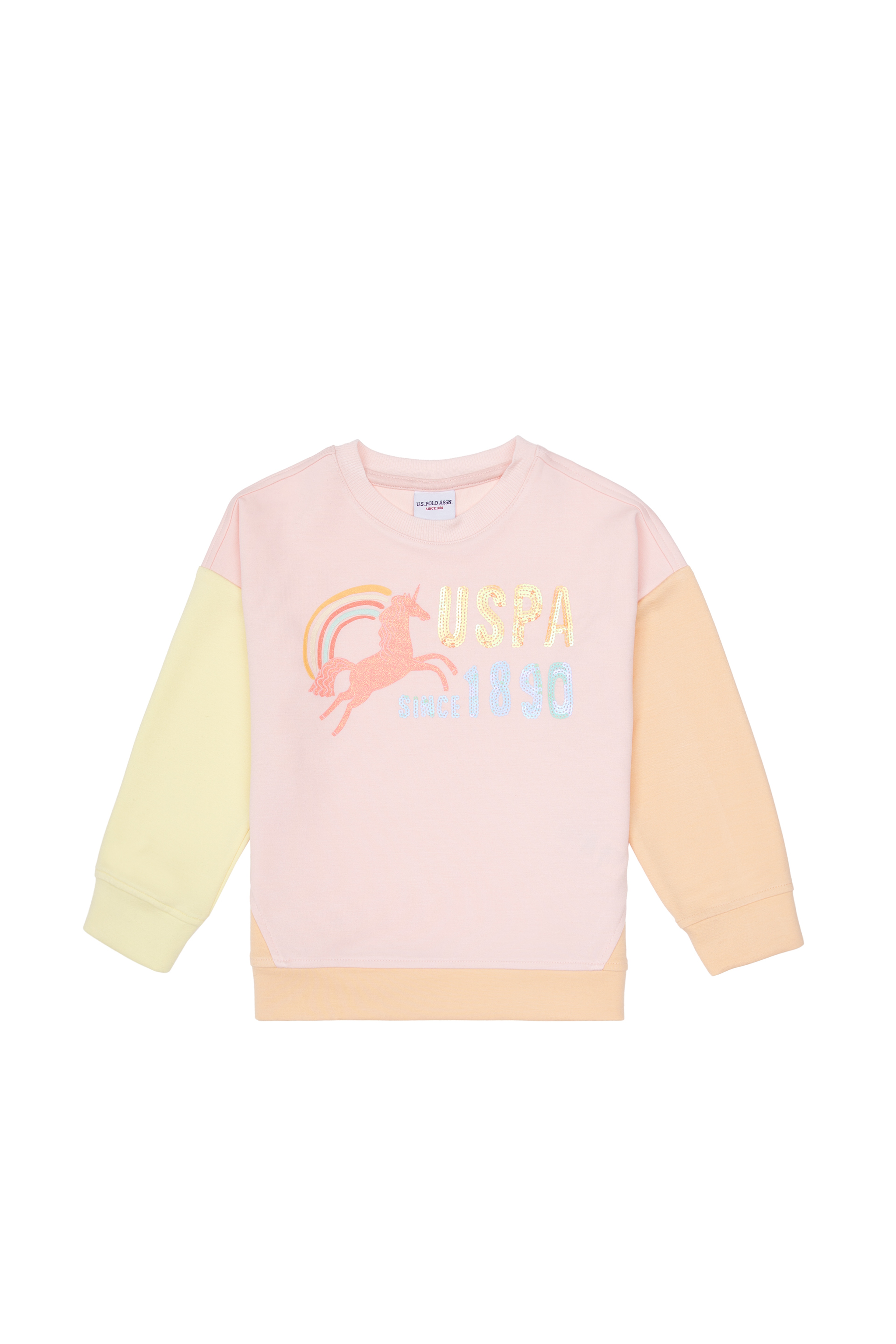 Kız Çocuk Açık Pembe Bisiklet Yaka Sweatshirt - Image 4