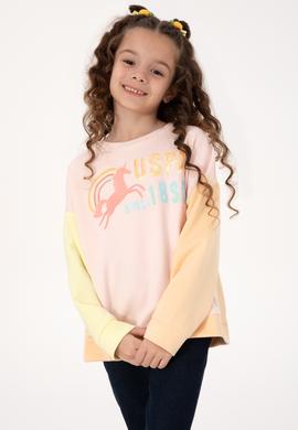 Kız Çocuk Açık Pembe Bisiklet Yaka Sweatshirt - 50317979006