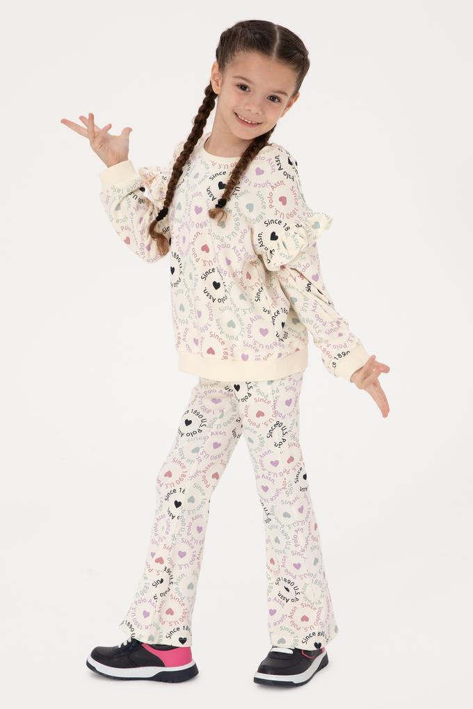 Kız Çocuk Krem İspanyol Paça Tayt