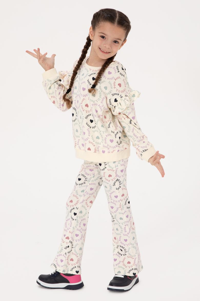 Kız Çocuk Krem İspanyol Paça Tayt