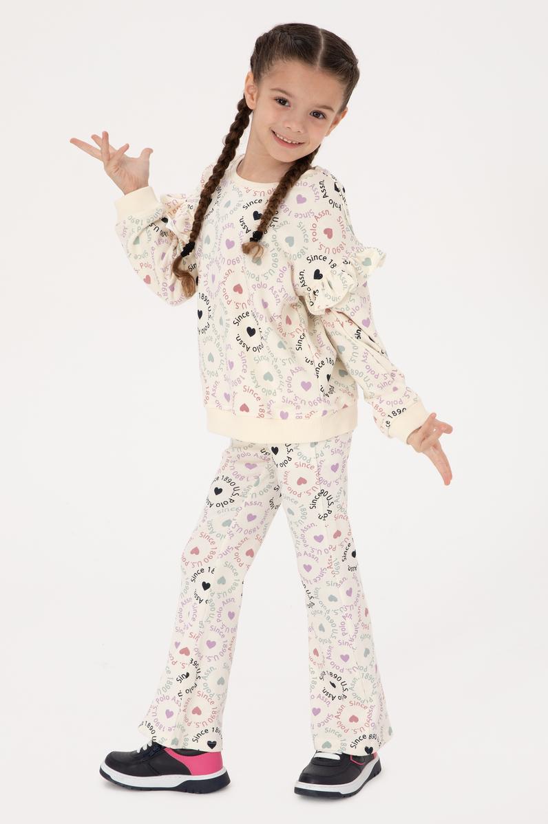 Kız Çocuk Krem İspanyol Paça Tayt