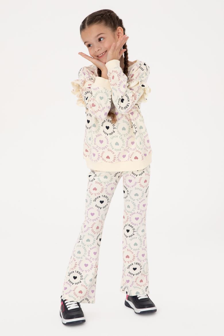 Kız Çocuk Krem İspanyol Paça Tayt - 50318086015