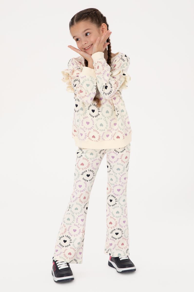 Kız Çocuk Krem İspanyol Paça Tayt