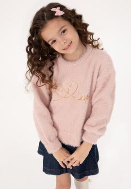 Kız Çocuk Bisiklet Yaka Pudra Kazak - 50315771001