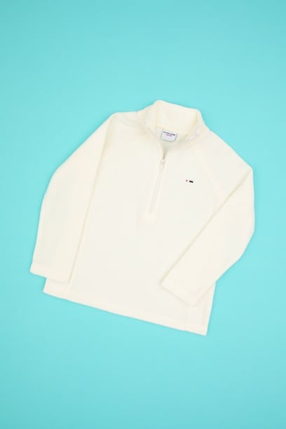 Kız Çocuk Krem Polarlı Yarım Fermuarlı Sweatshirt