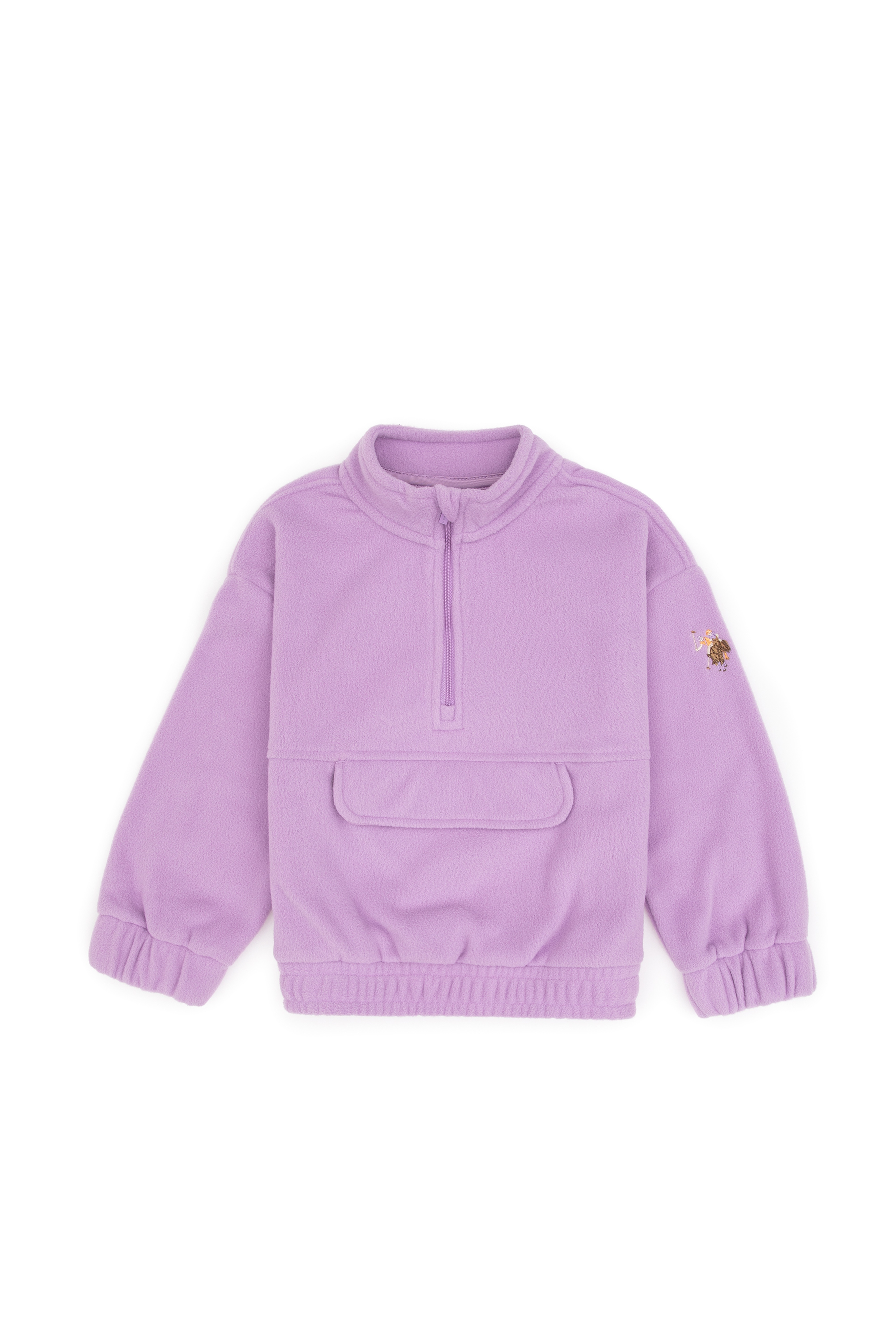 Kız Çocuk Lila Polarlı Yarım Fermuarlı Sweatshirt - Image 3