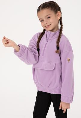 Kız Çocuk Lila Polarlı Yarım Fermuarlı Sweatshirt - 50317992009