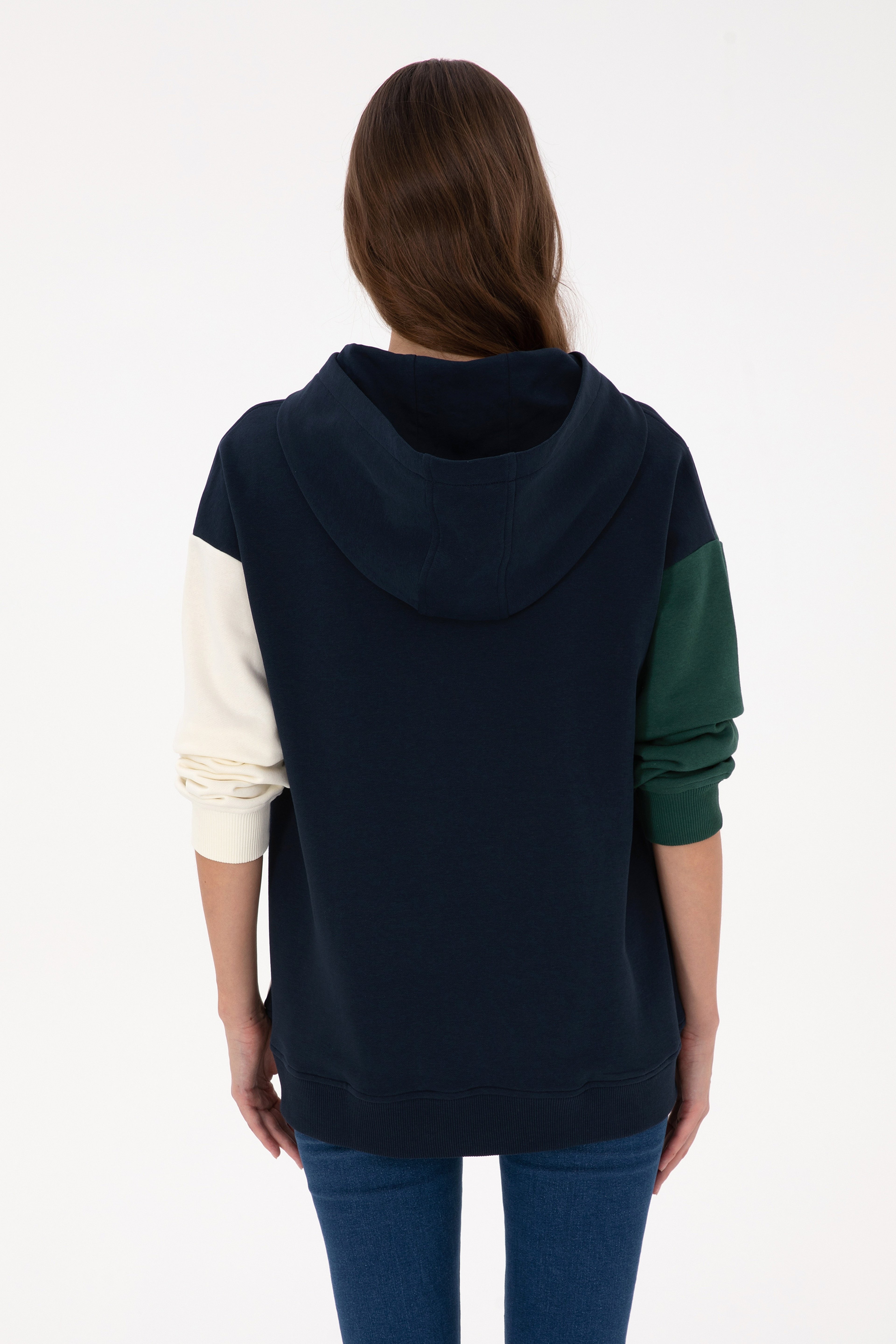 Kadın Lacivert Kapüşonlu Sweatshirt