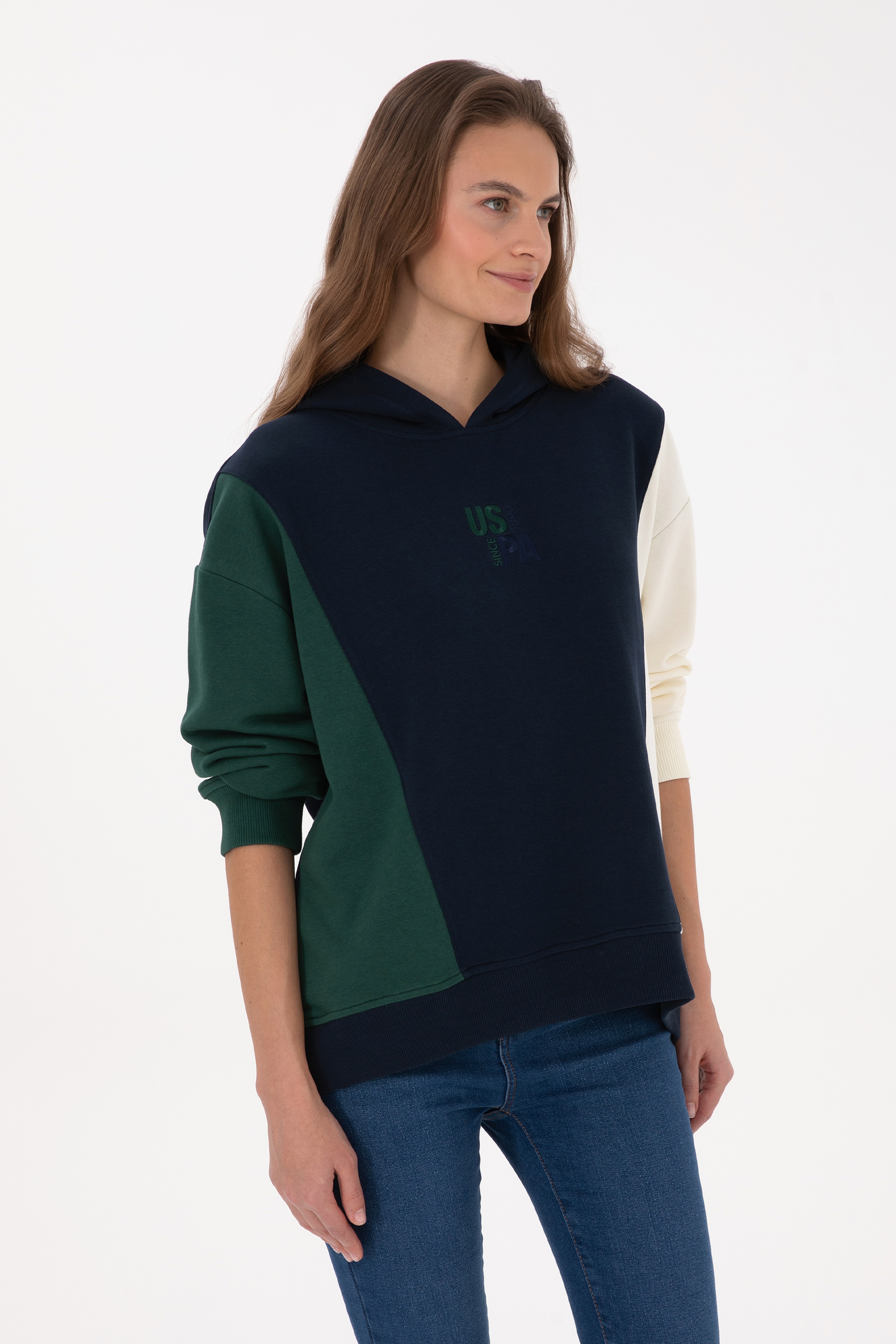 Kadın Lacivert Kapüşonlu Sweatshirt - Image 3
