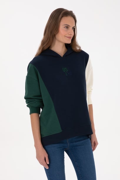 Kadın Lacivert Kapüşonlu Sweatshirt