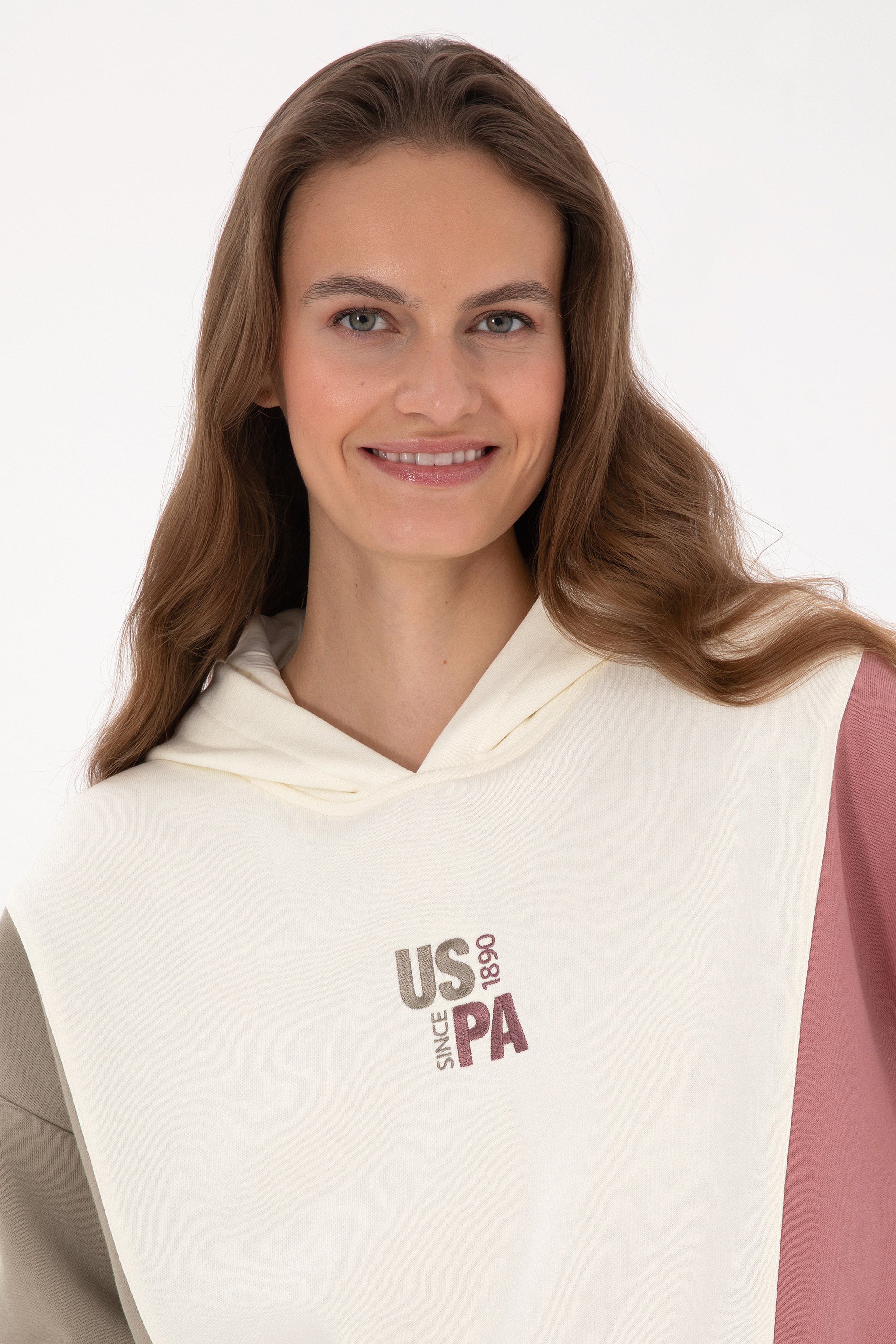 Kadın Krem Kapüşonlu Sweatshirt