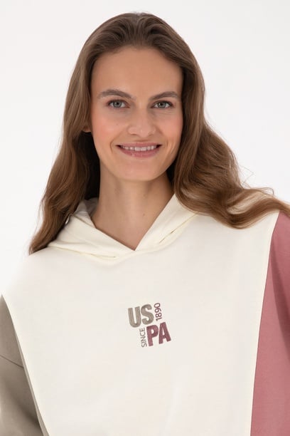 Kadın Krem Kapüşonlu Sweatshirt