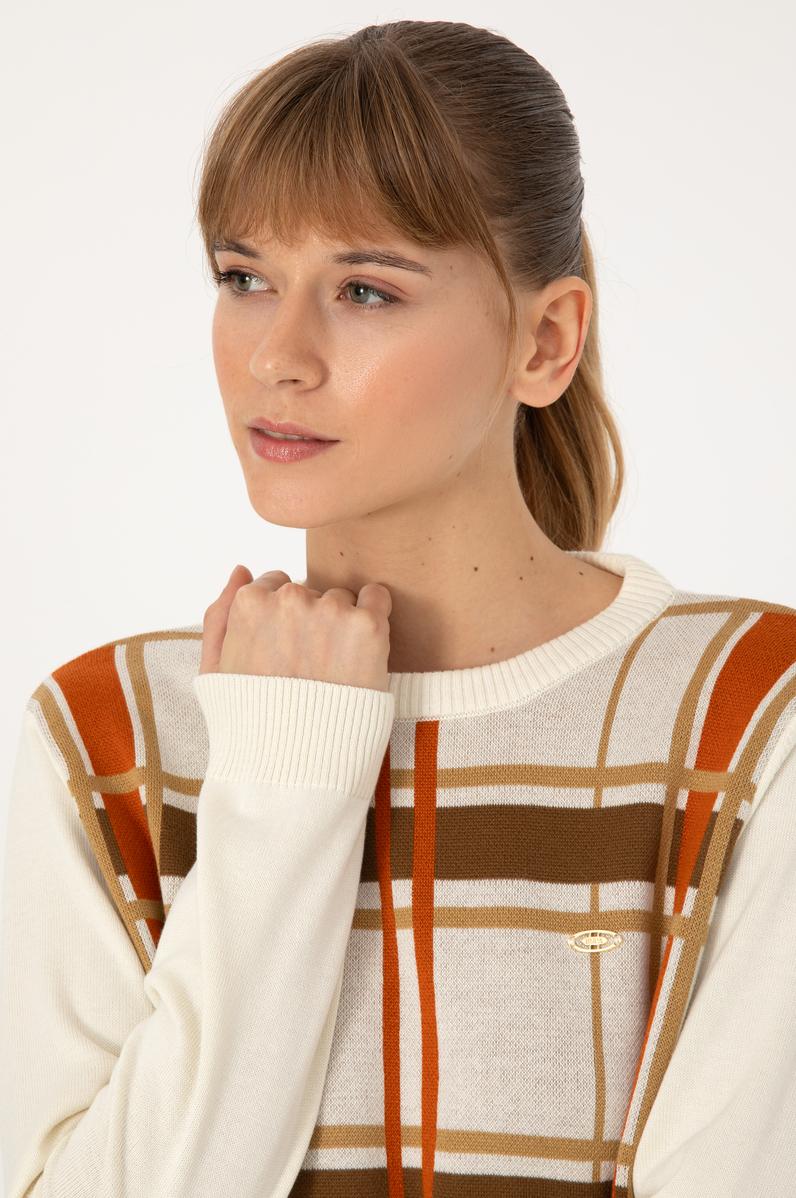 Kadın Krem Melanj Kazak