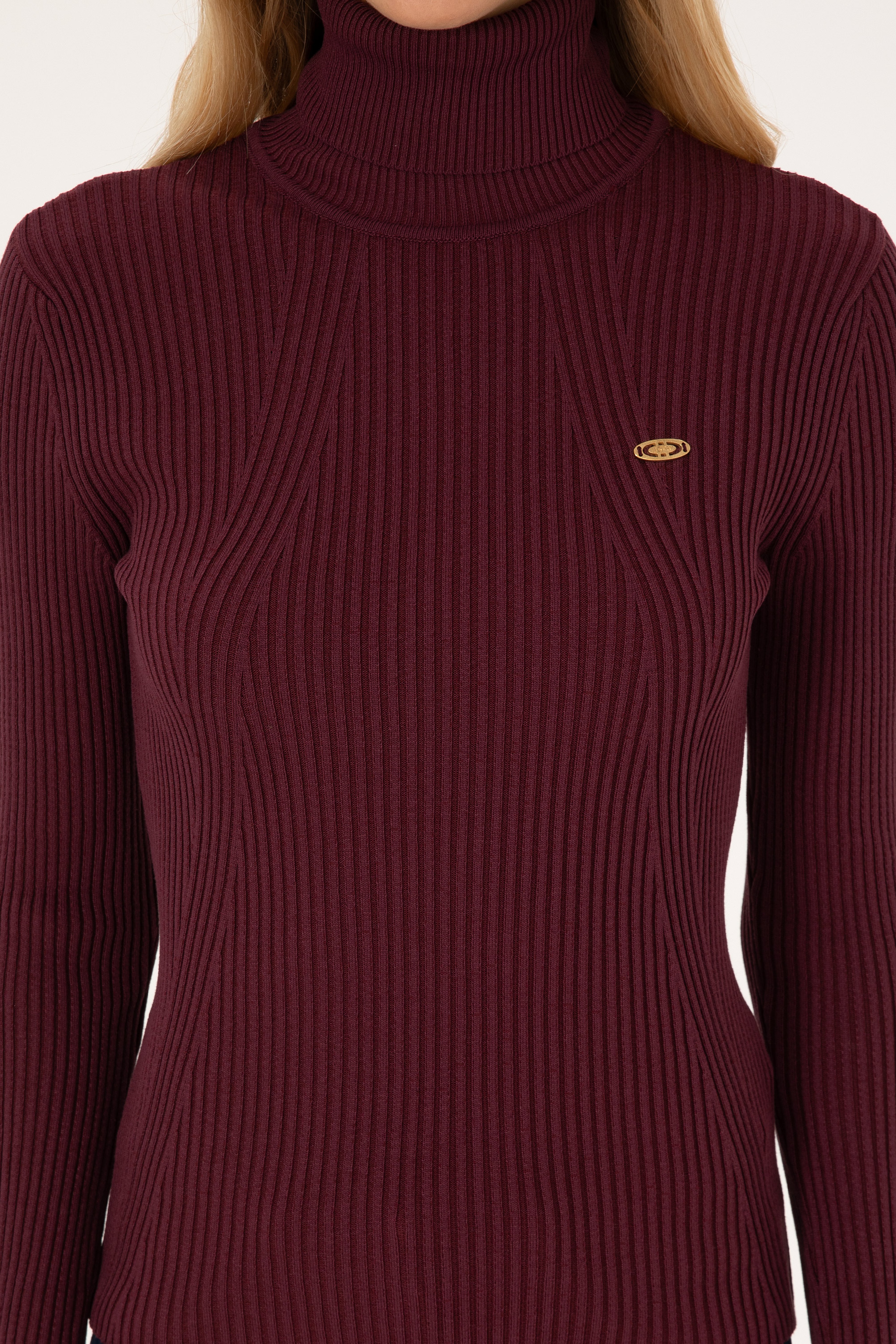 Kadın Bordo Boğazlı Kazak - Image 6