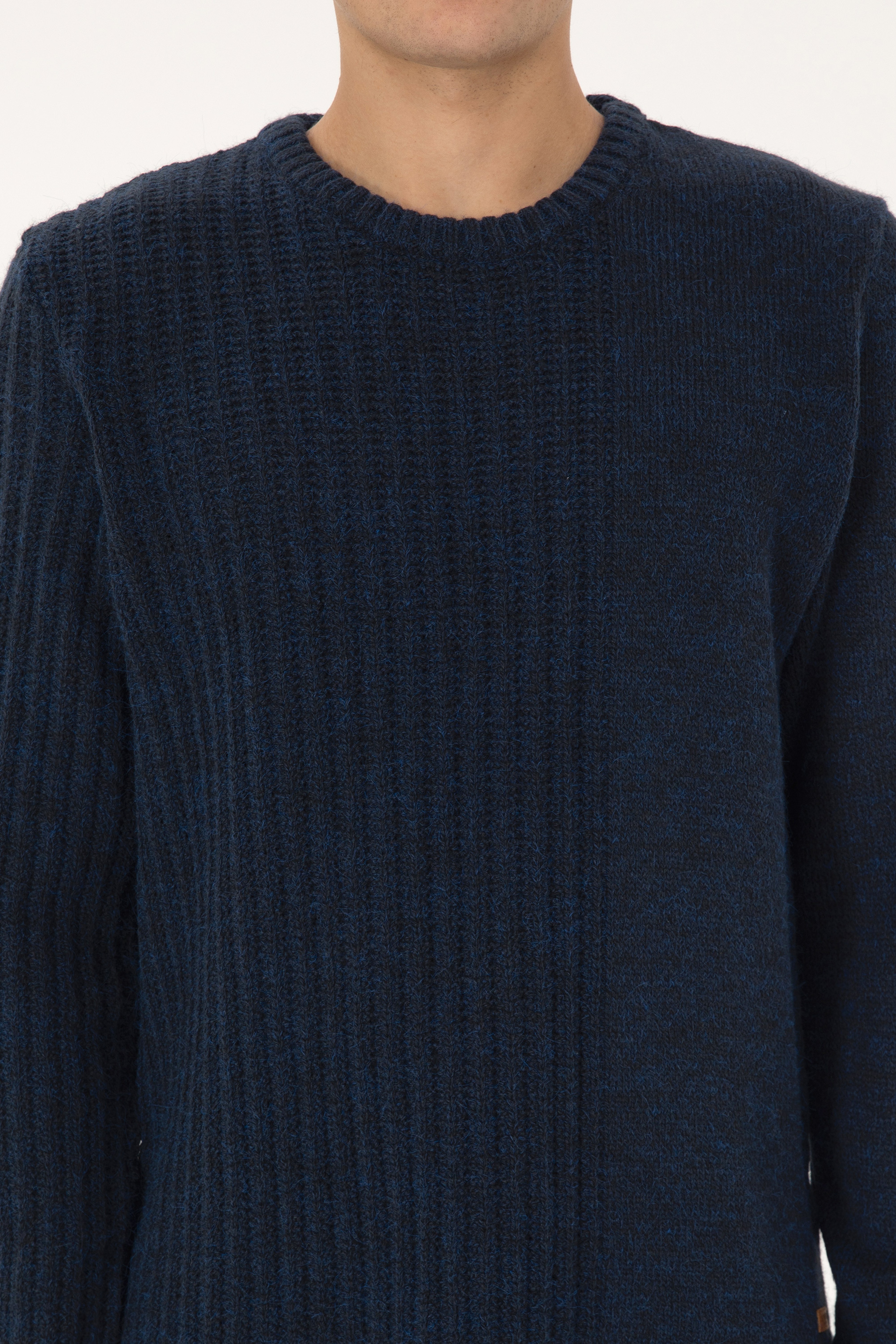 Erkek Comfort Fit Bisiklet Yaka Lacivert Kazak
