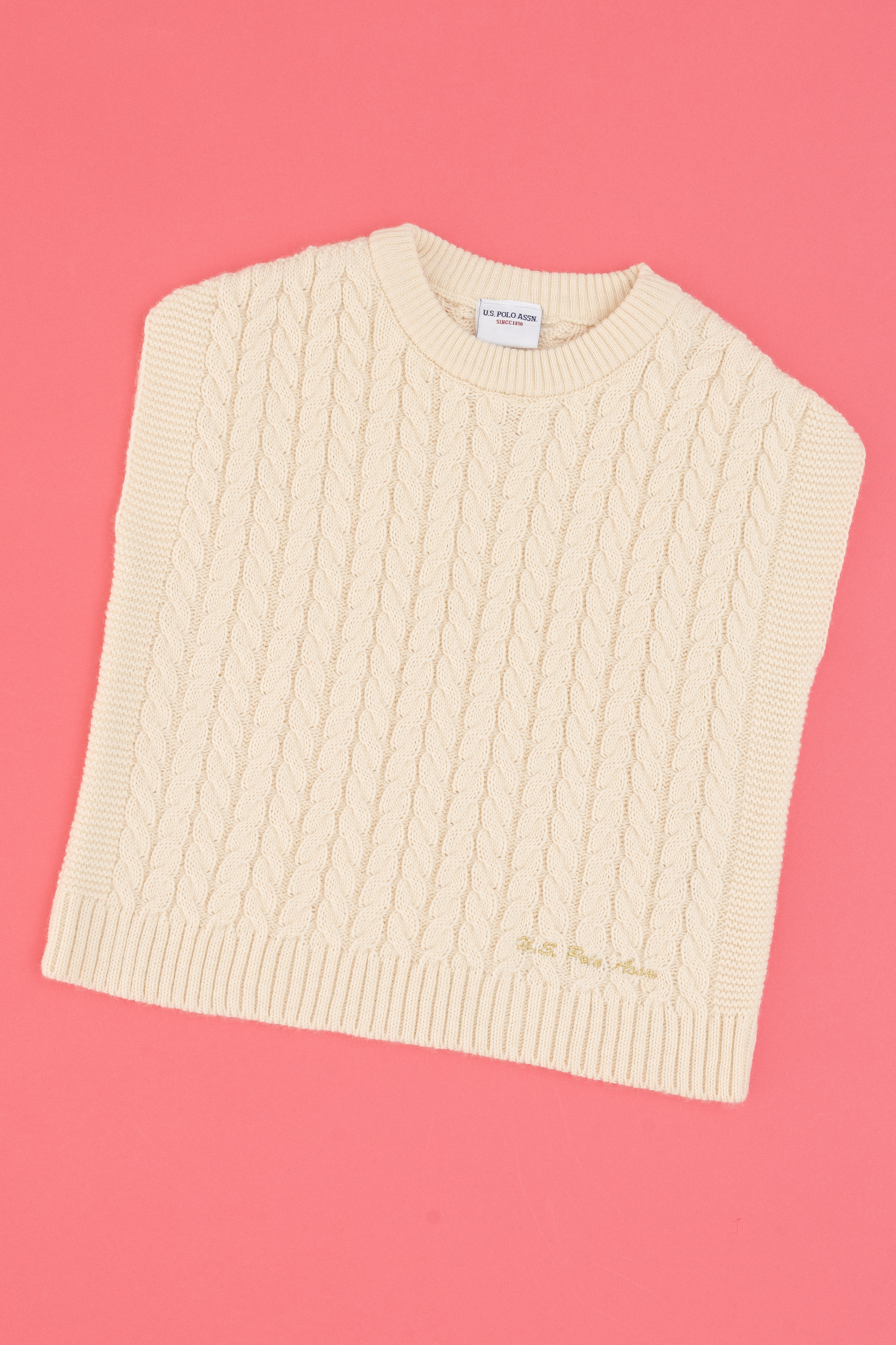 ژاکت بافتنی کرم رنگ ریلکس دخترانه یو اس پولو | U.S. Polo Assn. - تصویر 3