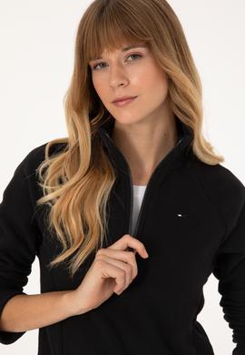 Kadın Siyah Fermuarlı Dik Yaka Polar Sweatshirt - 50316714001