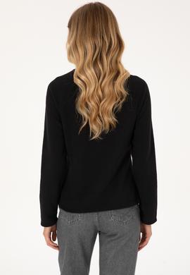 Kadın Siyah Fermuarlı Dik Yaka Polar Sweatshirt - 50316714001