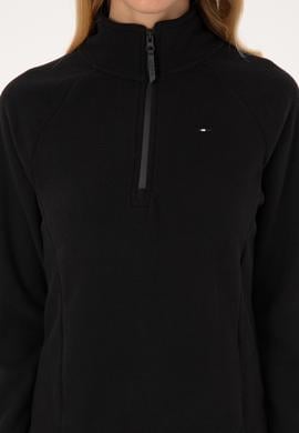 Kadın Siyah Fermuarlı Dik Yaka Polar Sweatshirt - 50316714001