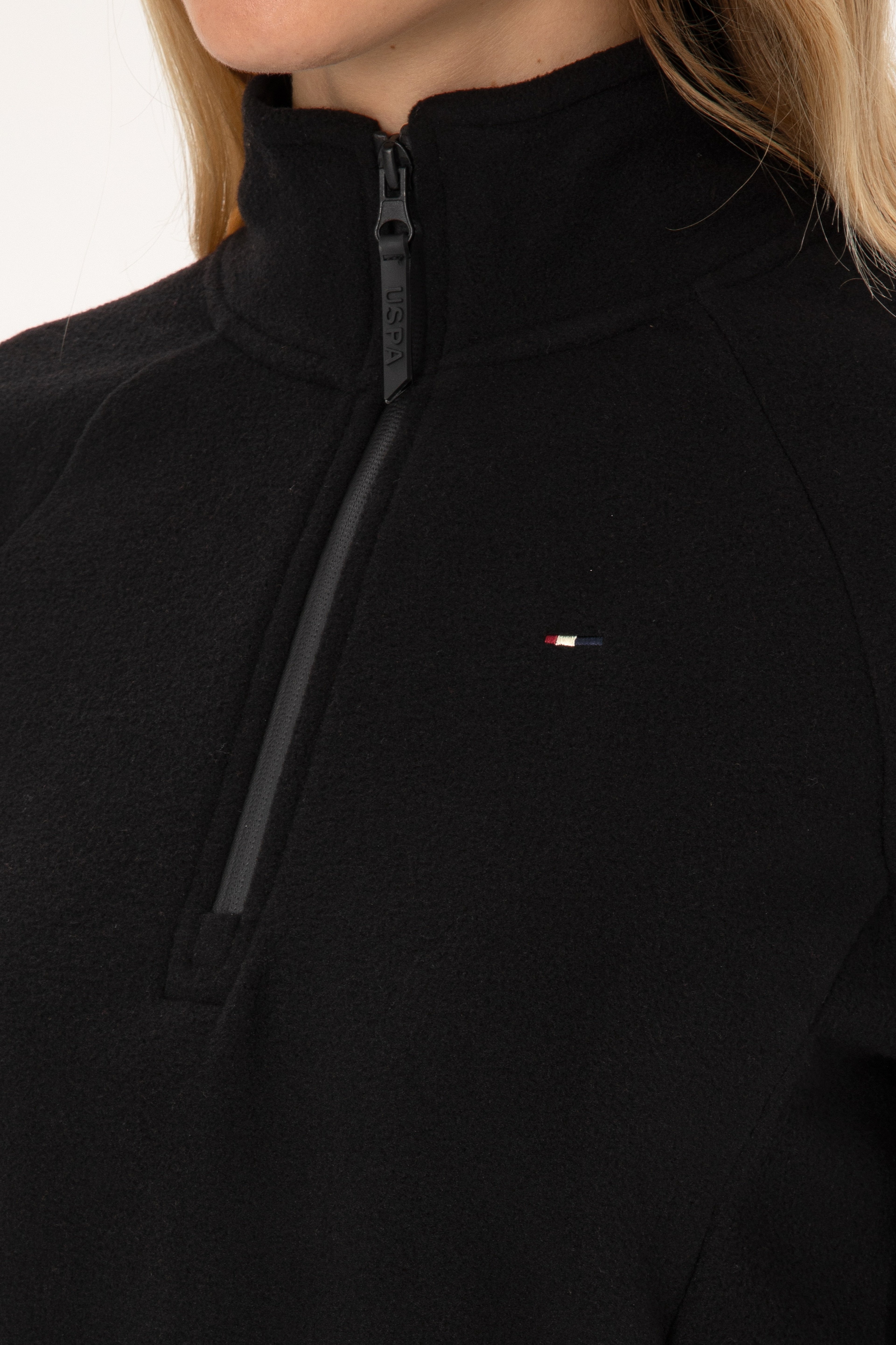 Kadın Siyah Fermuarlı Dik Yaka Polar Sweatshirt - Image 7