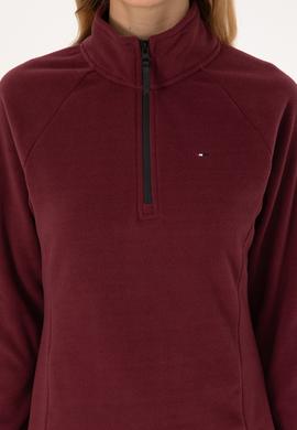 Kadın Bordo Fermuarlı Dik Yaka Polar Sweatshirt - 50316714022