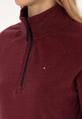 Kadın Bordo Fermuarlı Dik Yaka Polar Sweatshirt - 50316714022