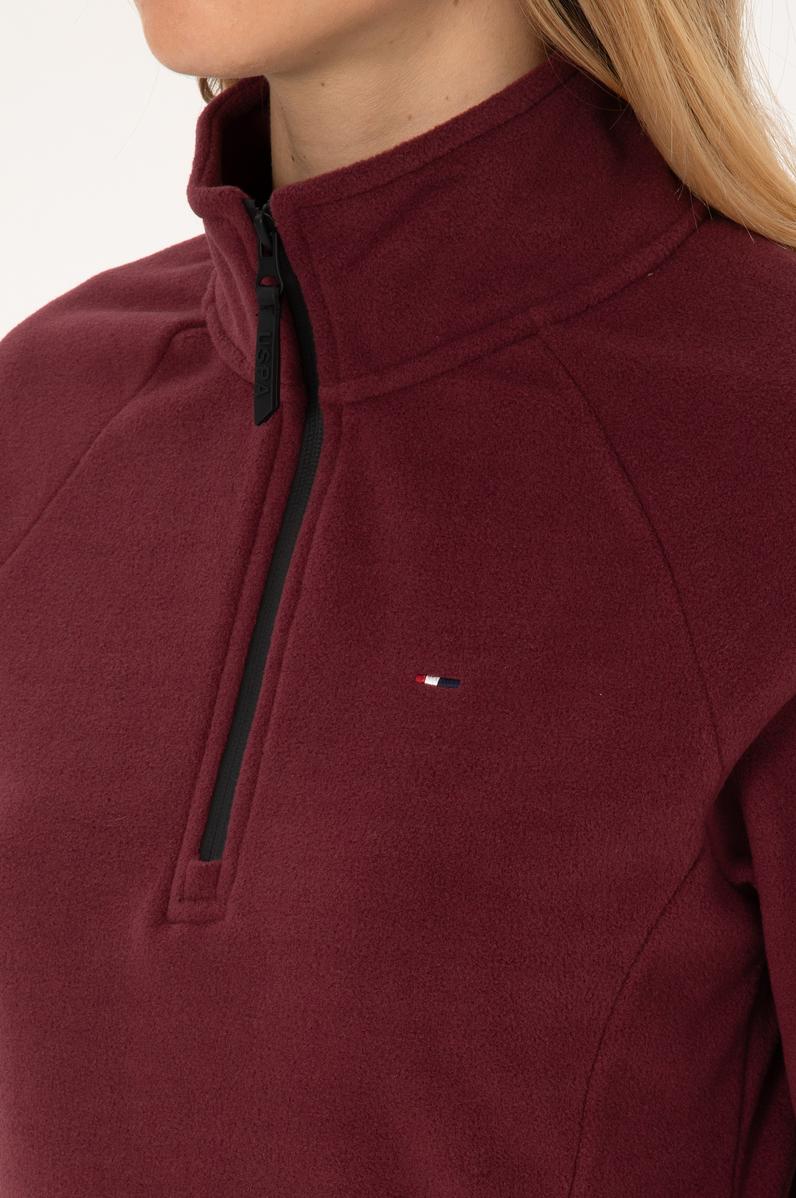 Kadın Bordo Fermuarlı Dik Yaka Polar Sweatshirt