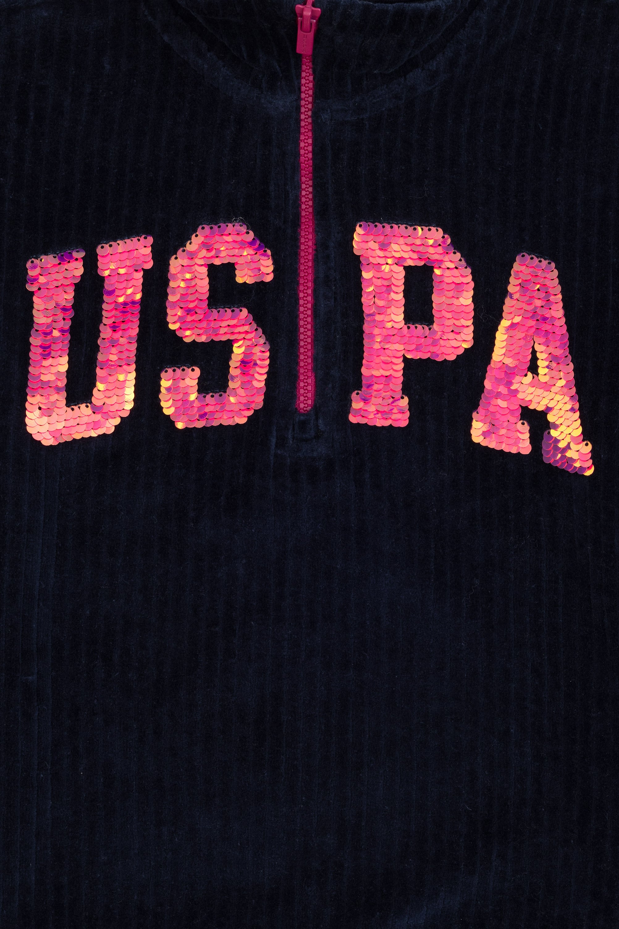 Kız Çocuk Lacivert Yarım Fermuarlı Pul Payetli Sweatshirt