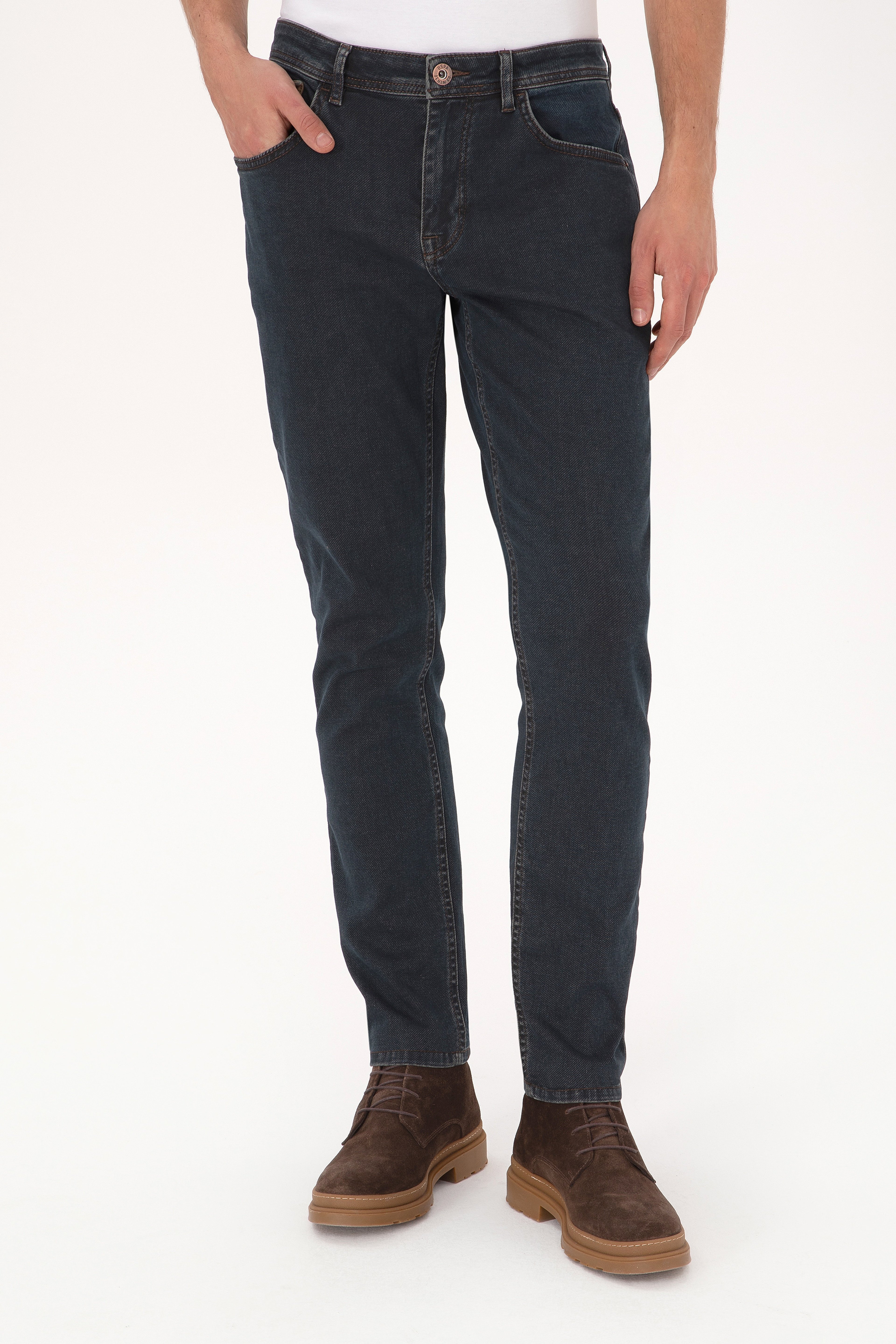 Erkek Kahverengi Slim Fit Jean Pantolon - Image 2
