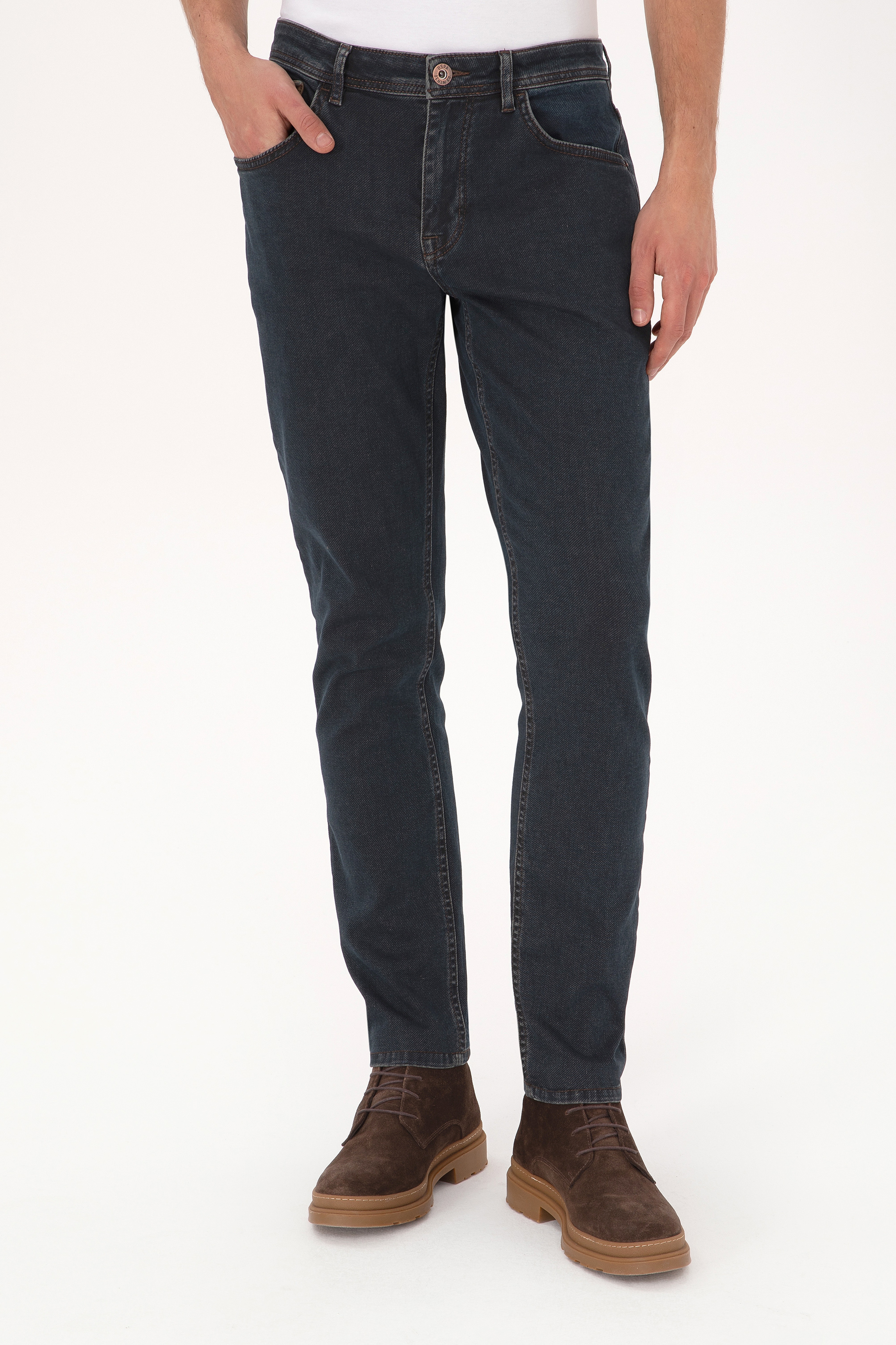 Erkek Kahverengi Slim Fit Jean Pantolon