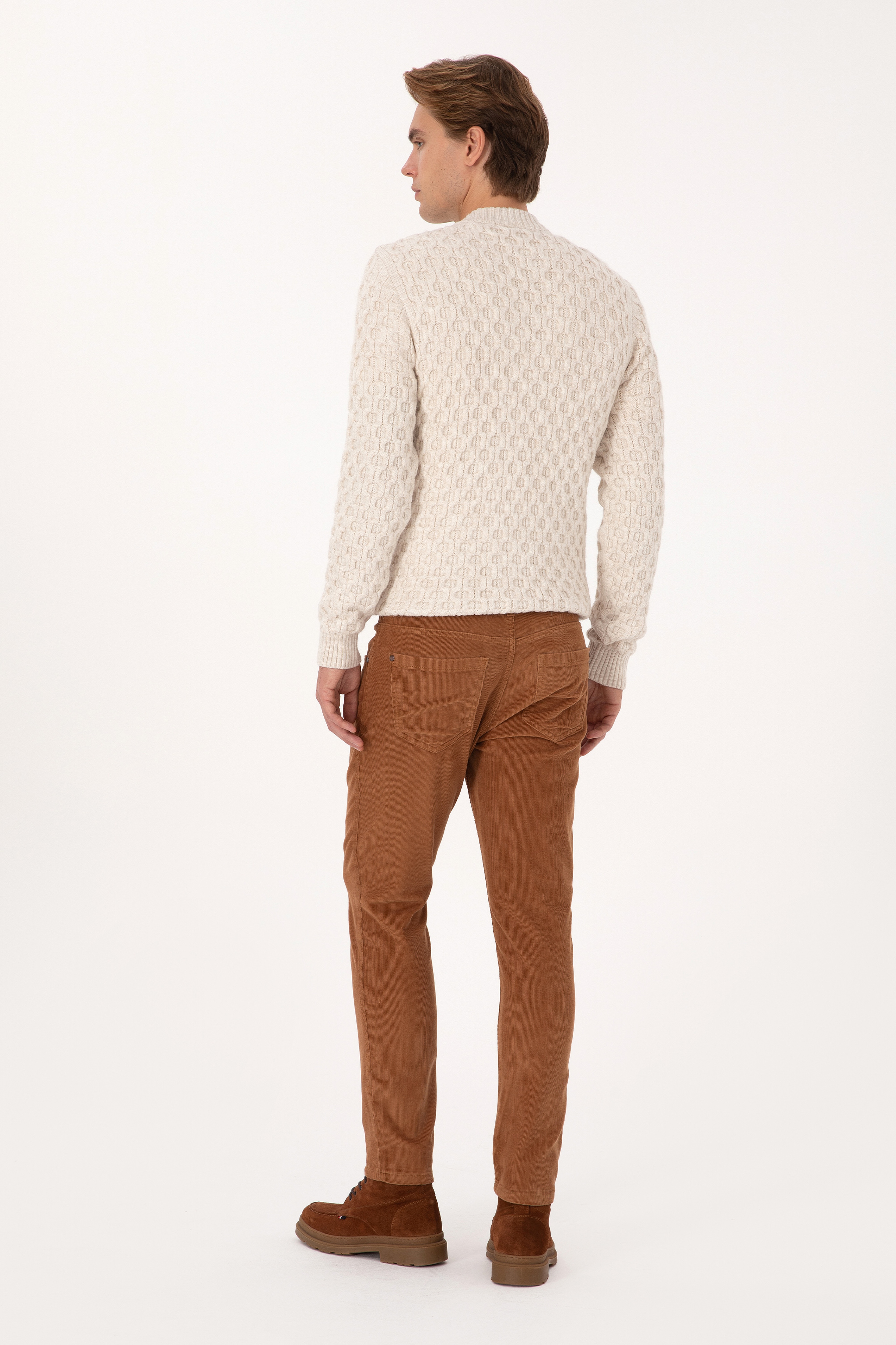 Erkek Camel Slim Fit Kanvas / Chino Kadife Pantolon