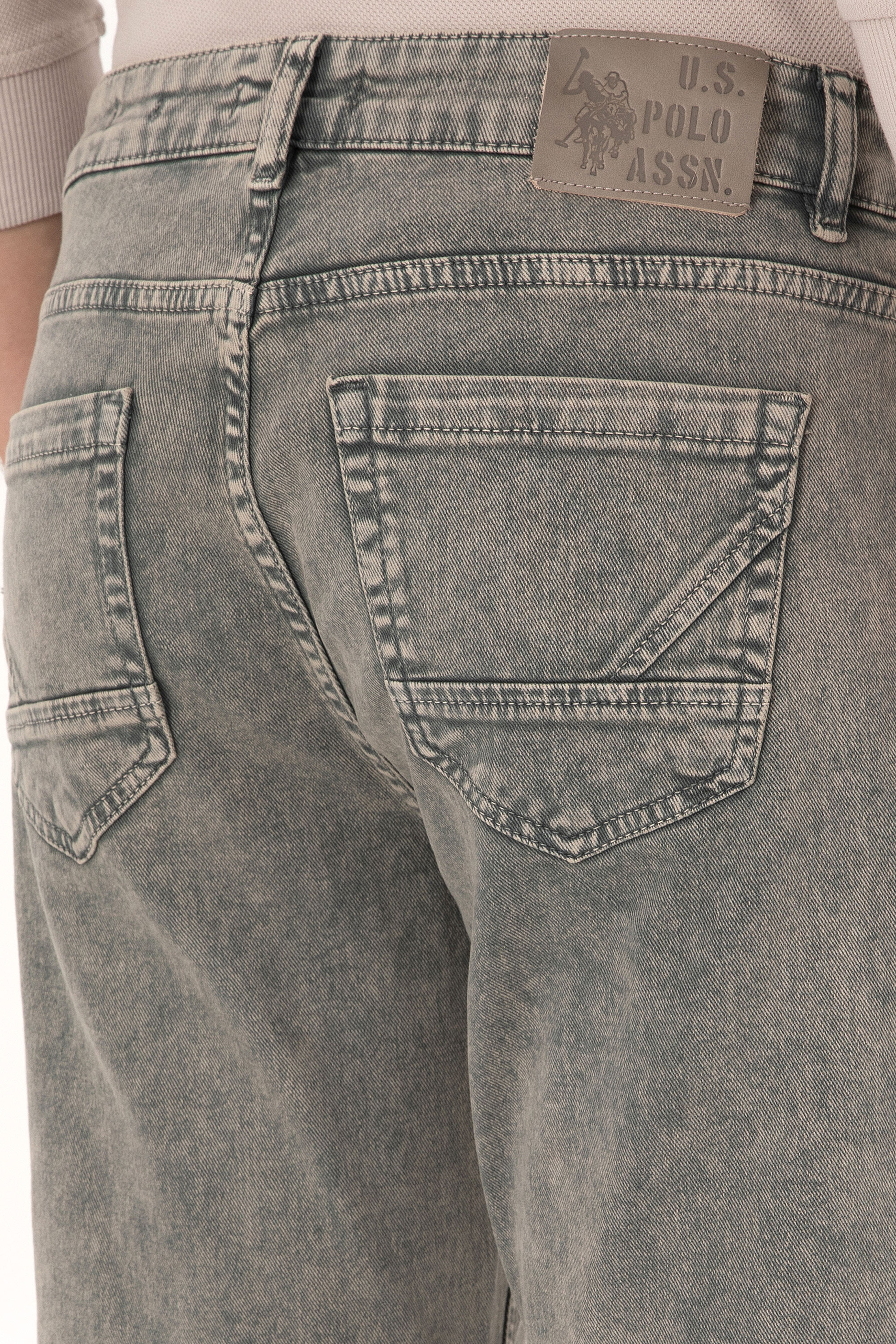 Erkek Gri Straight Fit Kanvas / Chino Pantolon - Image 6