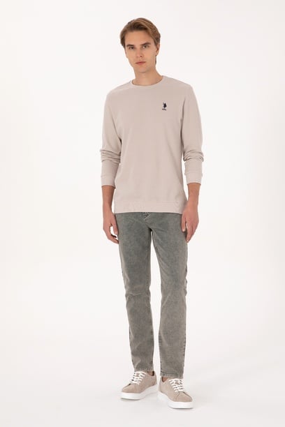 Erkek Gri Straight Fit Kanvas / Chino Pantolon