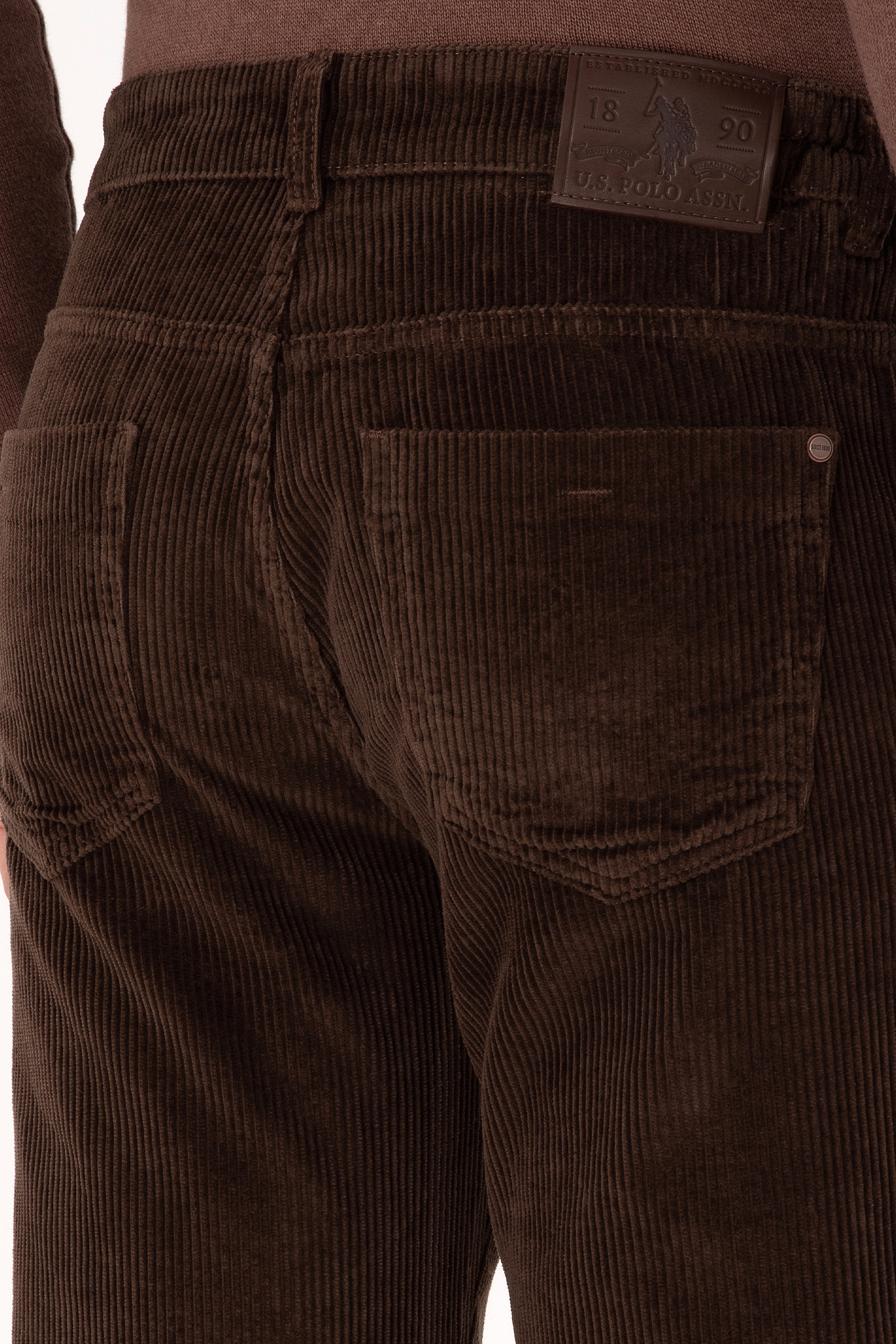 Erkek Koyu Kahverengi Regular Fit Kanvas / Chino Kadife Pantolon