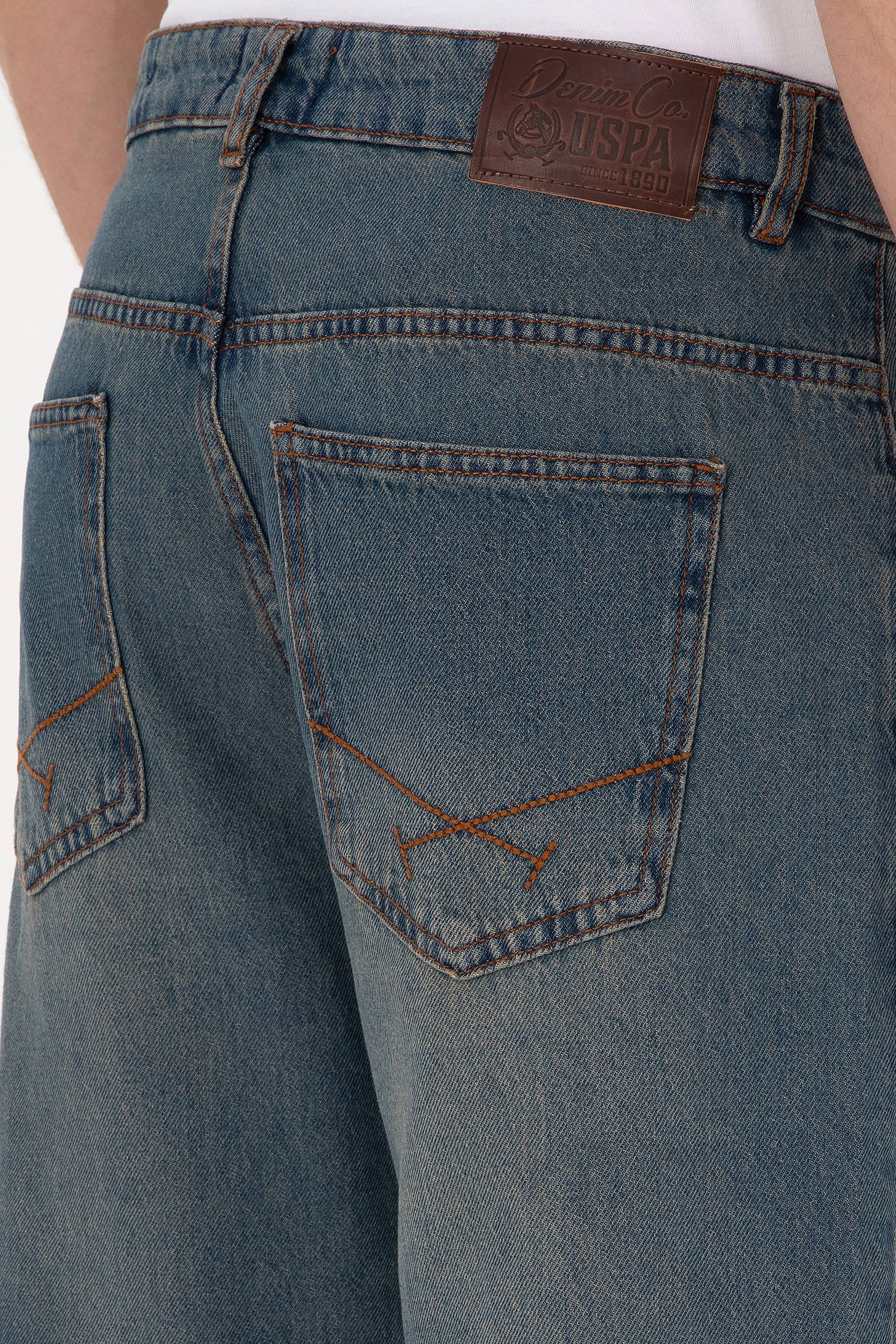 Erkek Yeşil Loose Fit Jean Pantolon - Image 6