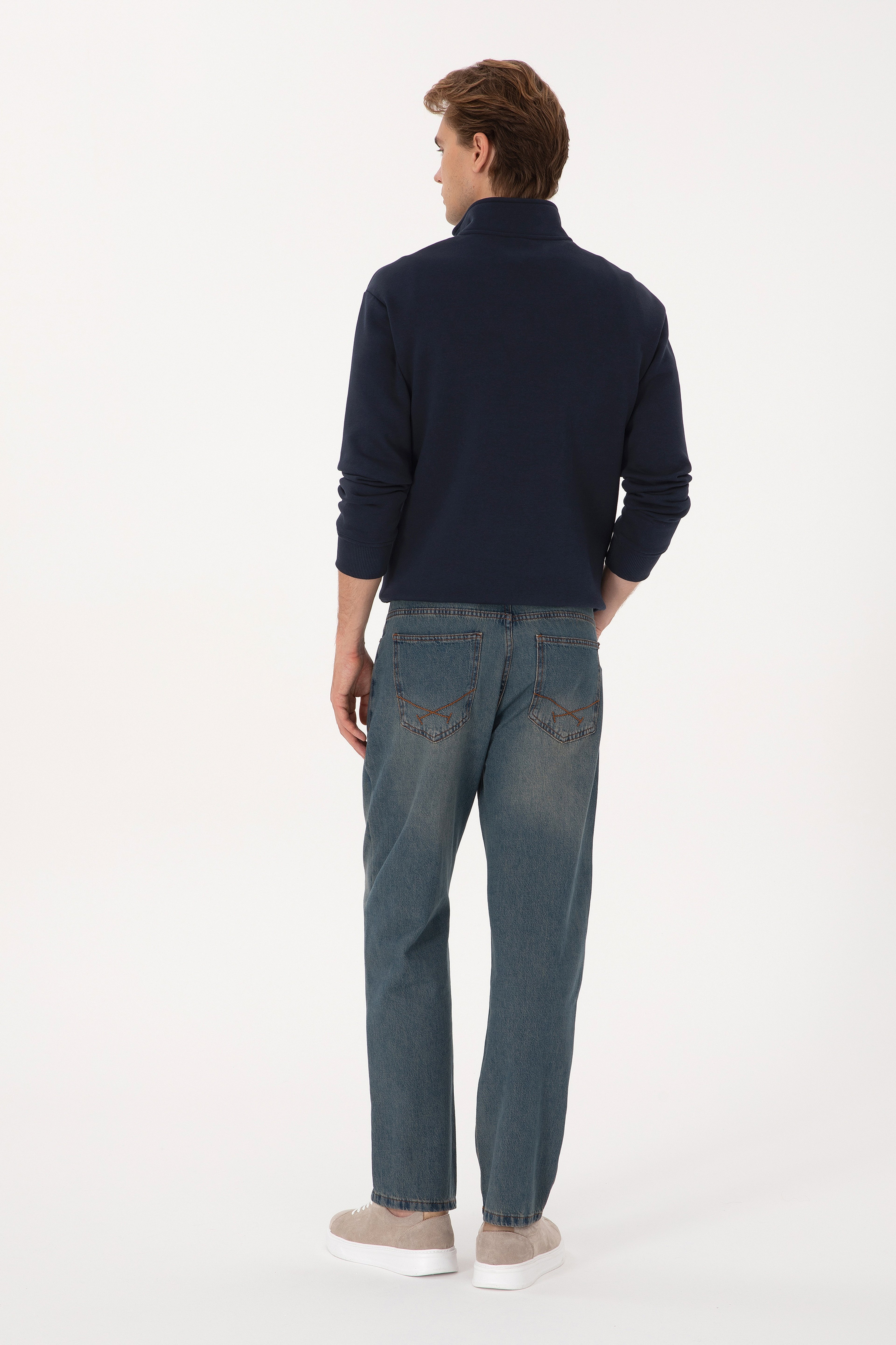 Erkek Yeşil Loose Fit Jean Pantolon - Image 4