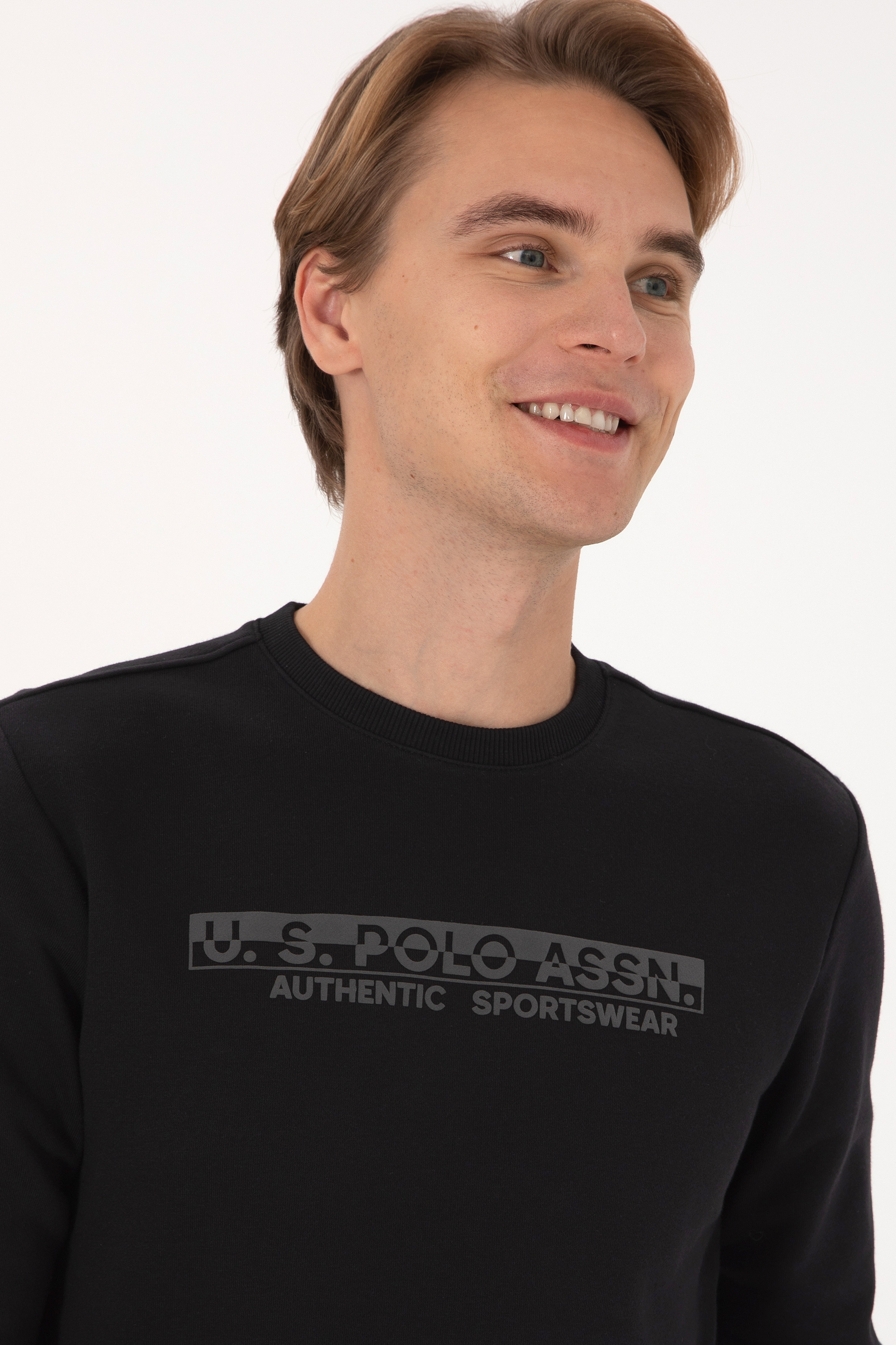 Erkek Regular Fit Bisiklet Yaka Siyah Sweatshirt - Image 2