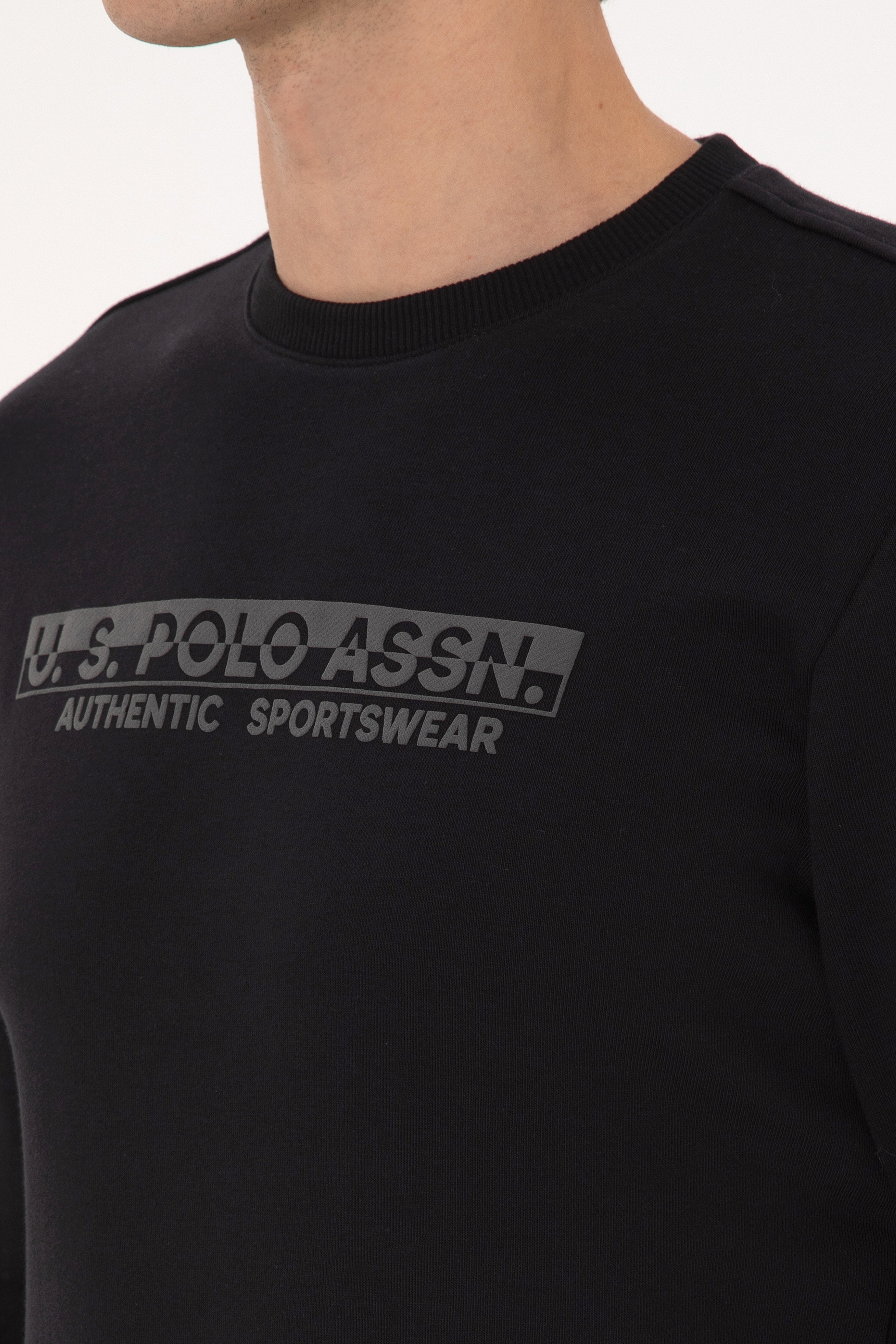 Erkek Regular Fit Bisiklet Yaka Siyah Sweatshirt